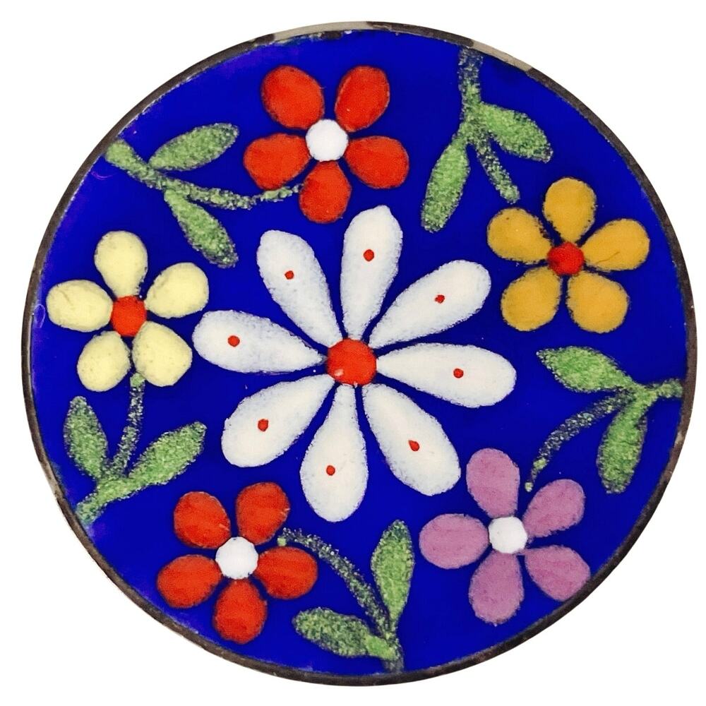 Rare VTG 50s Wilhelm Becker Sterling Enamel Folk Art Brooch Signed Handarbeit WB
